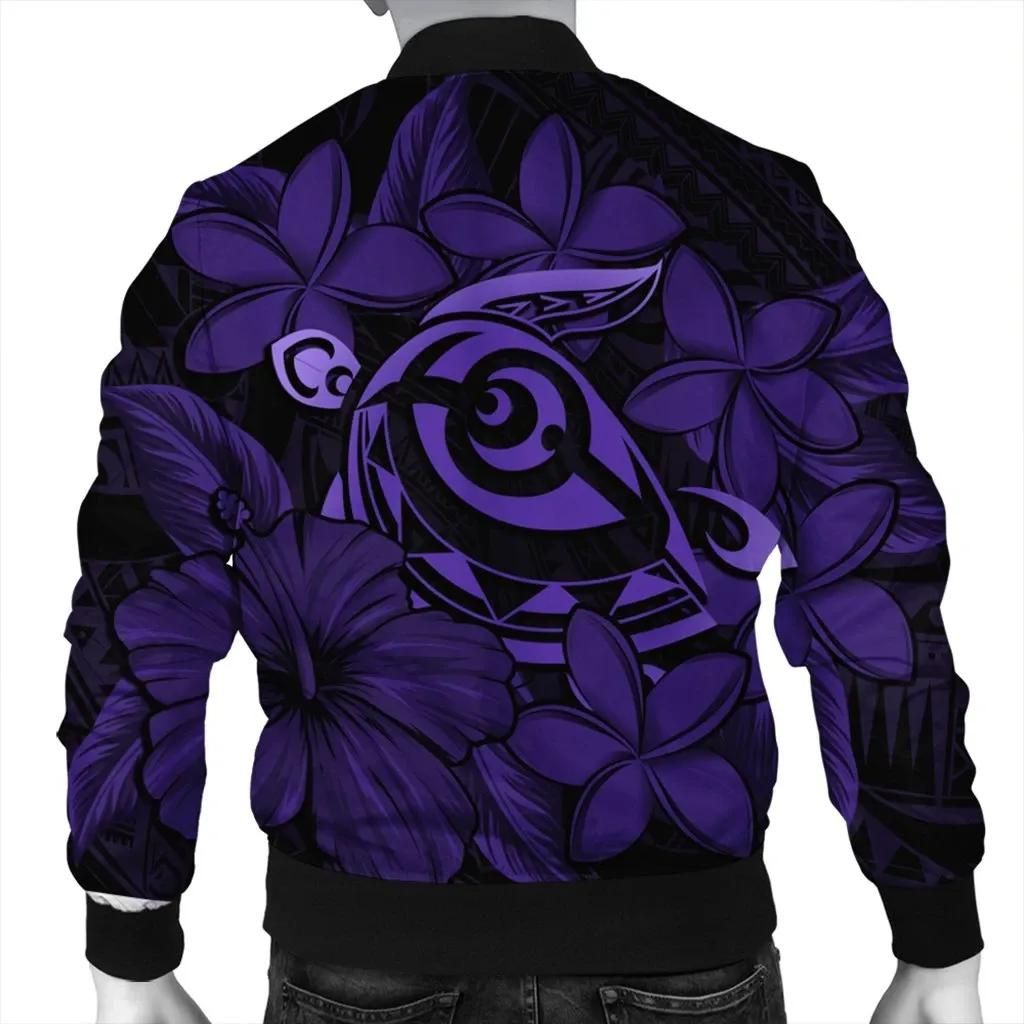 Hawaiian-Turtle-Hibiscus-Plumeria-Kanaka-Polynesian-Bomber-Jacket-Purple-Soft-Style-AH-J4R-Bomber-Jacket-1
