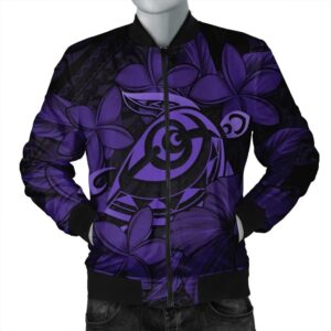 Hawaiian Turtle Hibiscus Plumeria Kanaka Polynesian Bomber Jacket Purple - Soft Style - AH - J4R Bomber Jacket