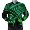 Hawaiian Turtle Plumeria Kakau Polynesian Quilt Bomber Jacket Neo Green AH - J0R Bomber Jacket