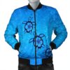 Hawaiian Turtle Swim In The OCean With Hibiscus Polynesian Bomber Jacket - AH - JR Bomber Jacket