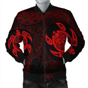 Hawaiian Two Turtle Polynesian Bomber Jacket Red AH - J7R Bomber Jacket