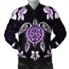 Hawaiian Violet Turtle Plumeria Bomber Jacket AH - J0R