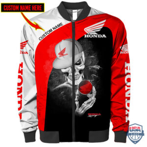 Honda Dead Skull Custom Name Bomber Jacket