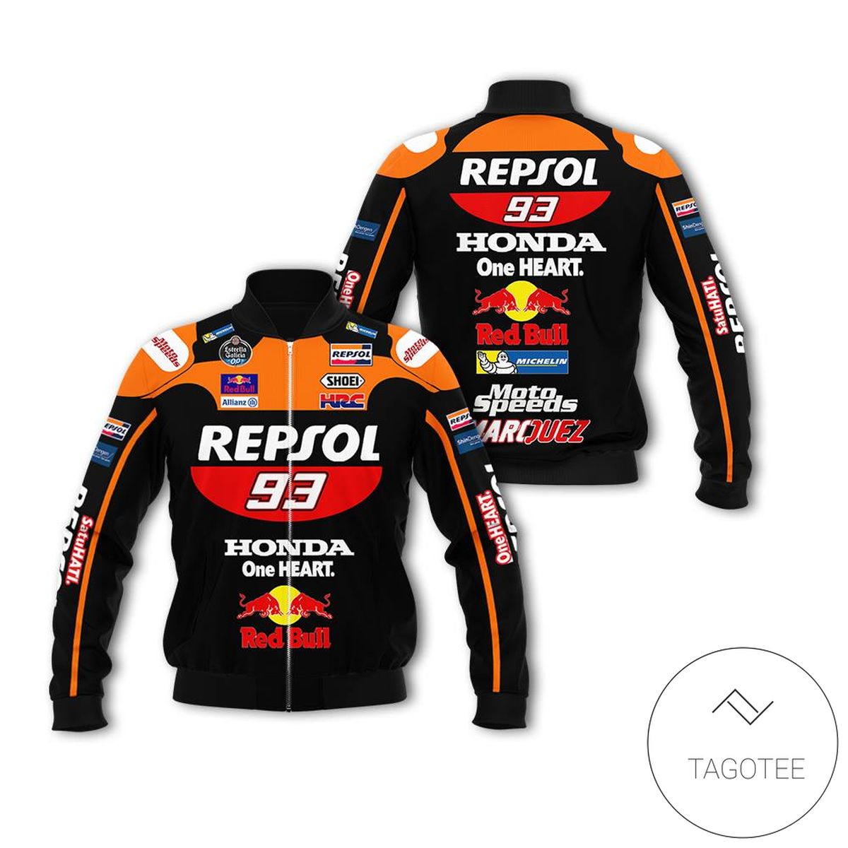 Honda One Heart Red Bull Racing 3D Bomber Jacket Honda One Heart Red Bull Racing 3D Bomber Jacket