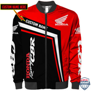 Honda Racing Cbr Custom Name Bomber Jacket 04