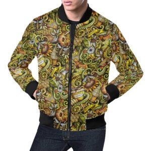 Honey Bee Psychedelic Gifts Pattern Print Mens Bomber Jacket