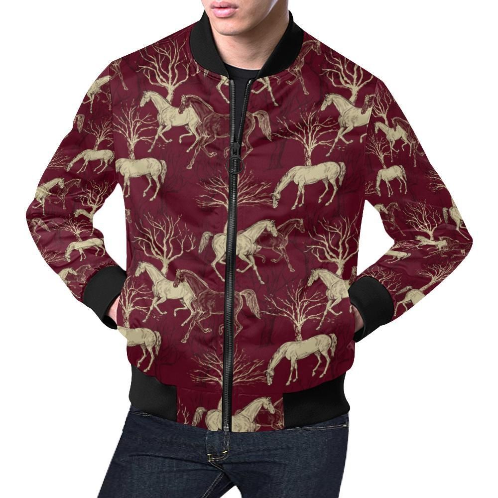 Horse Print Pattern Mens Bomber Jacket Horse Print Pattern Mens Bomber Jacket