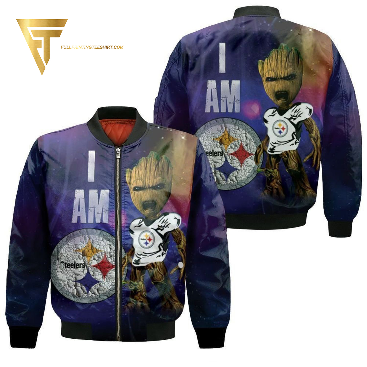 I Am Groot Pittsburgh Steelers Full Print Bomber Jacket I Am Groot Pittsburgh Steelers Full Print Bomber Jacket