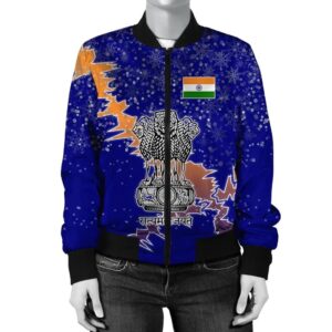 India Christmas Coat Of Arms Women Bomber Jacket X Style J78 Bomber Jacket