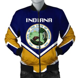 Indiana Coat Of Arms Men Bomber Jacket Lucian Style J5W Bomber Jacket