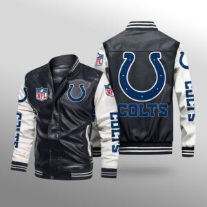 Indinapolis Colts Leather Bomber Jacket