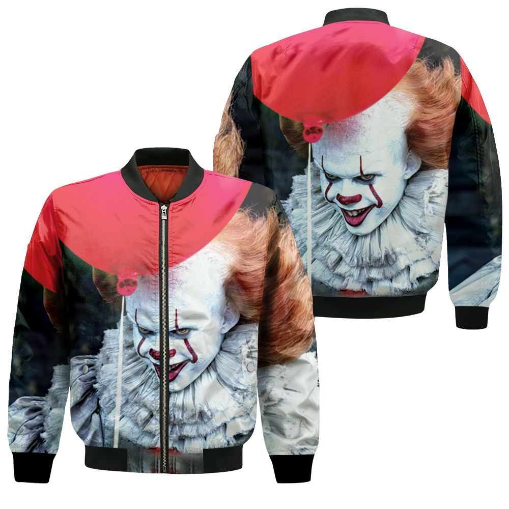 It Balloon Pennywise Halloween 3D Bomber Jacket It Balloon Pennywise Halloween 3D Bomber Jacket