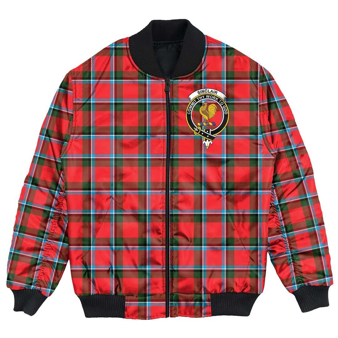 Jacket - Sinclair Modern Clan Tartan Crest Bomber Jacket A7 Bomber Jacket Jacket - Sinclair Modern Clan Tartan Crest Bomber Jacket A7 Bomber Jacket