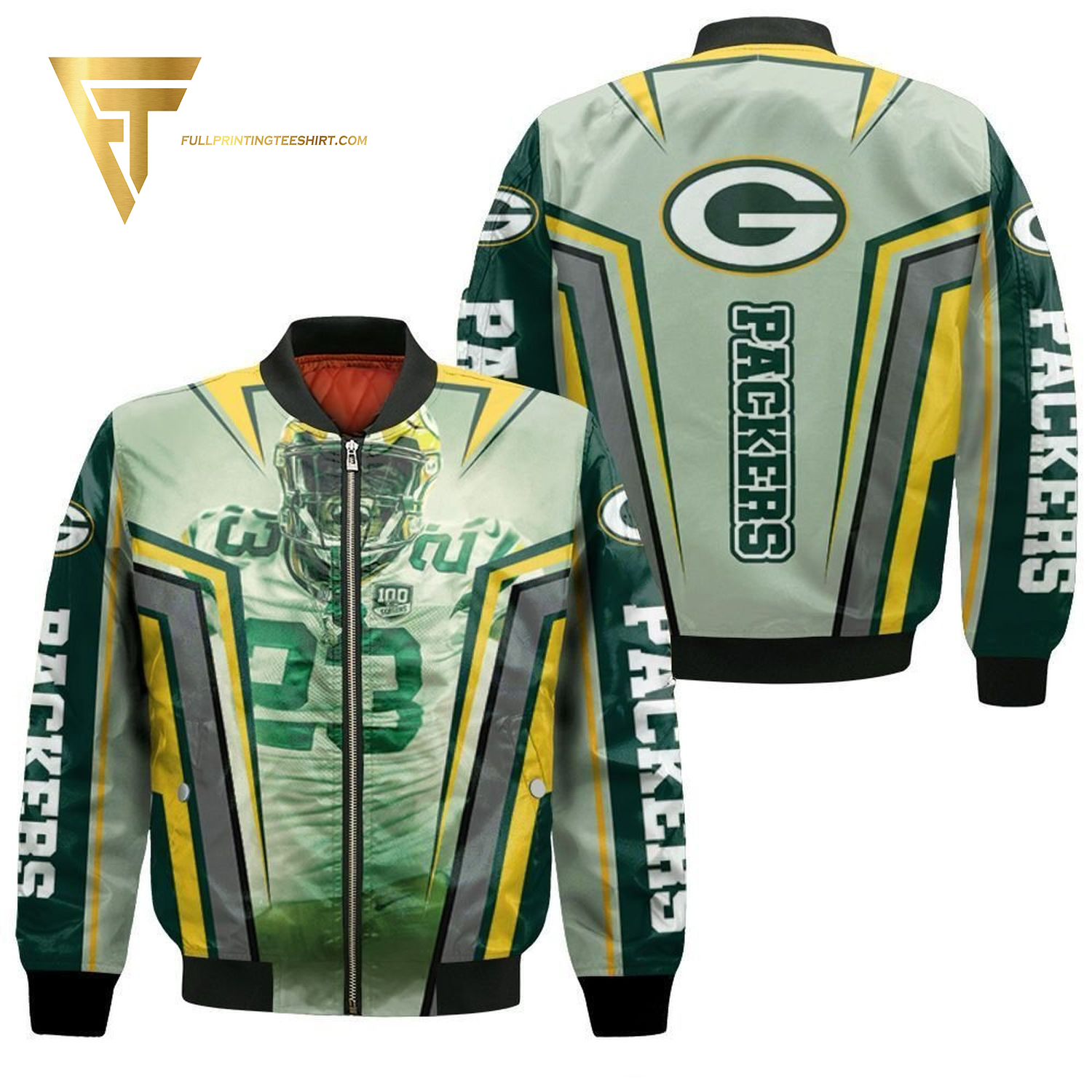 Jaire Alexander 23 Green Bay Packers Full Print Bomber Jacket Jaire Alexander 23 Green Bay Packers Full Print Bomber Jacket