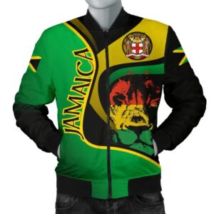 Jamaica Men's Bomber Jacket - Jamaican Lion with Coat Of Arms - BN19 Bomber Jacket