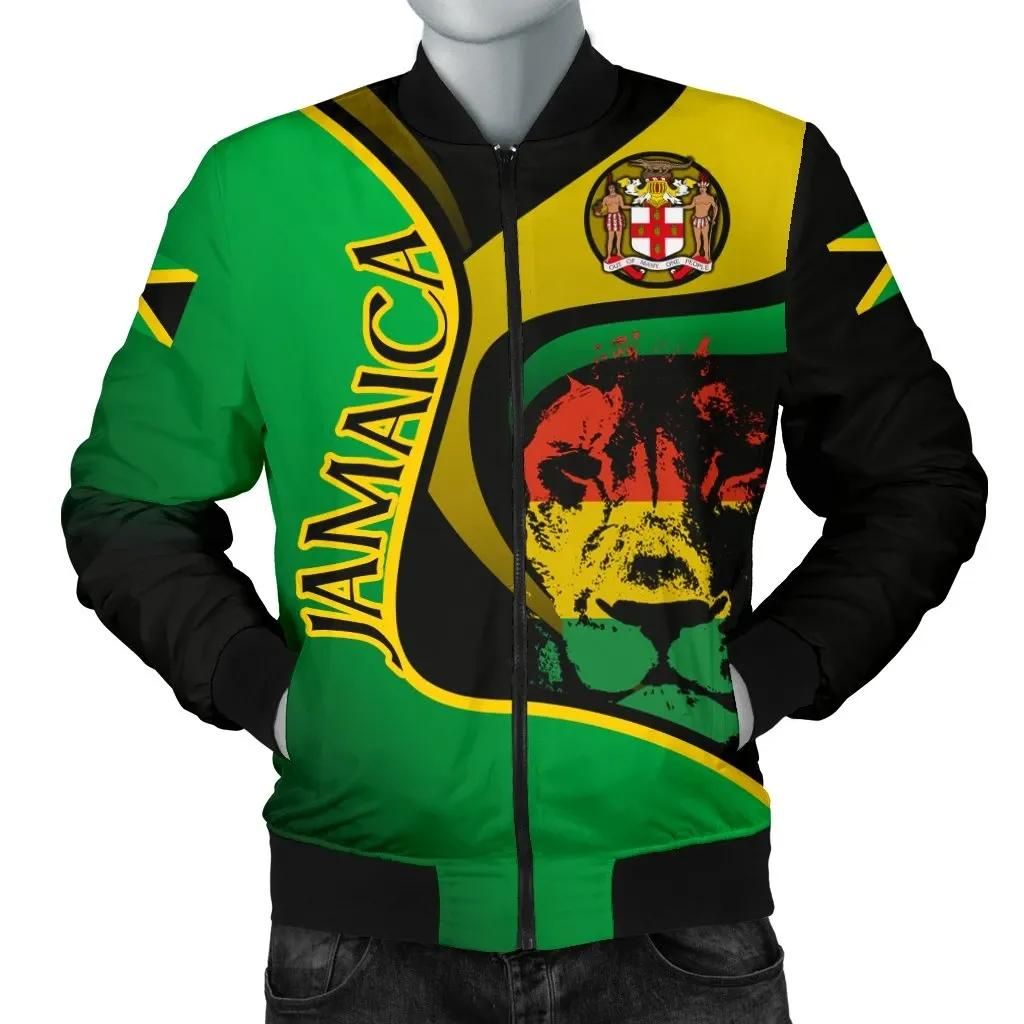 Jamaica Men's Bomber Jacket - Jamaican Lion with Coat Of Arms - BN19 Bomber Jacket Jamaica Men's Bomber Jacket - Jamaican Lion with Coat Of Arms - BN19 Bomber Jacket