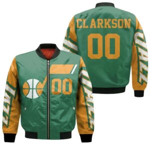 Jazz Jordan Clarkson 2020-21 Earned Edition Green Jersey Inspired Bomber Jacket