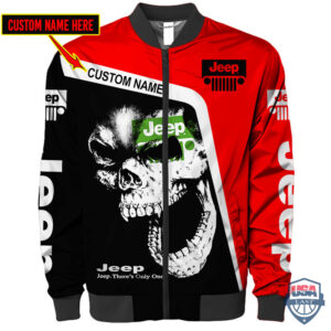Jeep Skull Custom Name Bomber Jacket 01