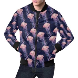 Jellyfish Print Pattern Mens Bomber Jacket