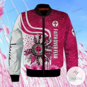 Jesus Faith Over Fear Sunflower Pink 3D Bomber Jacket