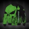 John Deere Punisher Skull Flame Bomber Jacket