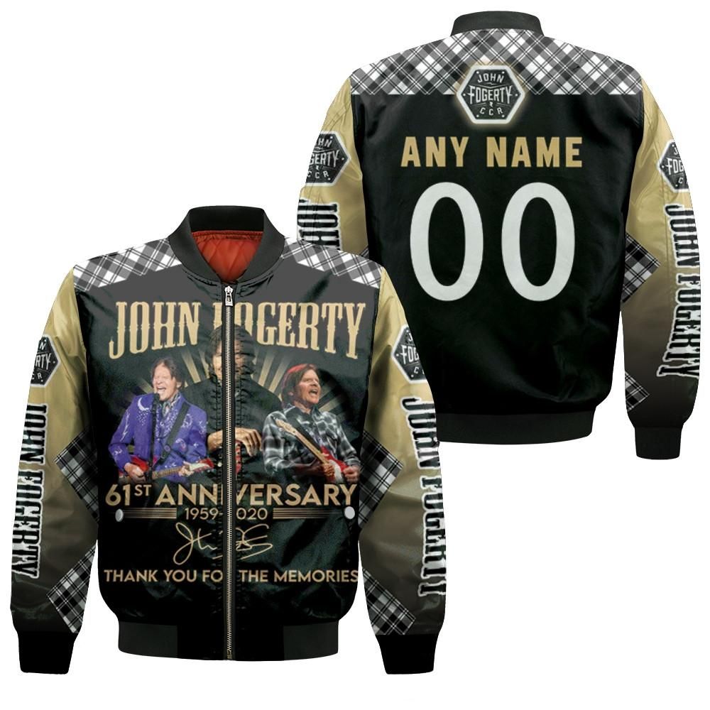 John Fogerty 61th Anniversary 1959 2020 Thank You For The Memories 3D Designed Allover Gift With Custom Name Number For John Fogerty Fans Bomber Jacket John Fogerty 61th Anniversary 1959 2020 Thank You For The Memories 3D Designed Allover Gift With Custom Name Number For John Fogerty Fans Bomber Jacket