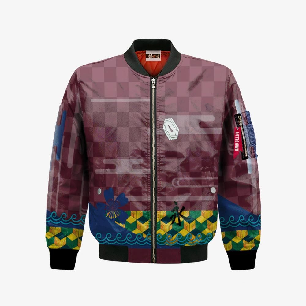 KNY Bomber Jacket Custom Giyuu Tomioka Cosplay Costumes Bomber Jacket KNY Bomber Jacket Custom Giyuu Tomioka Cosplay Costumes Bomber Jacket
