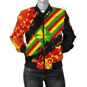 Kanaka Flag Polynesian Women's Bomber Jacket - Nora Style - AH J9 Bomber Jacket
