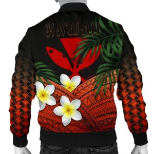 Polynesian Plumeria Banana Leaves Red A02 Bomber Jacket