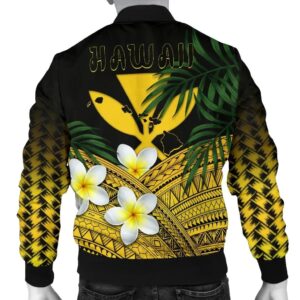 Polynesian Plumeria Banana Leaves Yellow A02 Bomber Jacket