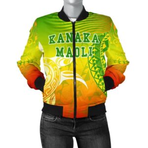 Kanaka Maoli Polynesian Women's Bomber Jacket - Turtle Style - AH J9 Bomber Jacket