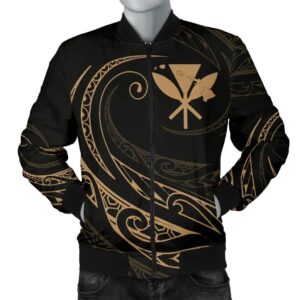 Kanaka Polynesian Men√¢‚Ç¨‚Ñ¢s Bomber Jacket - Gold - Frida Style - AH J9 Bomber Jacket