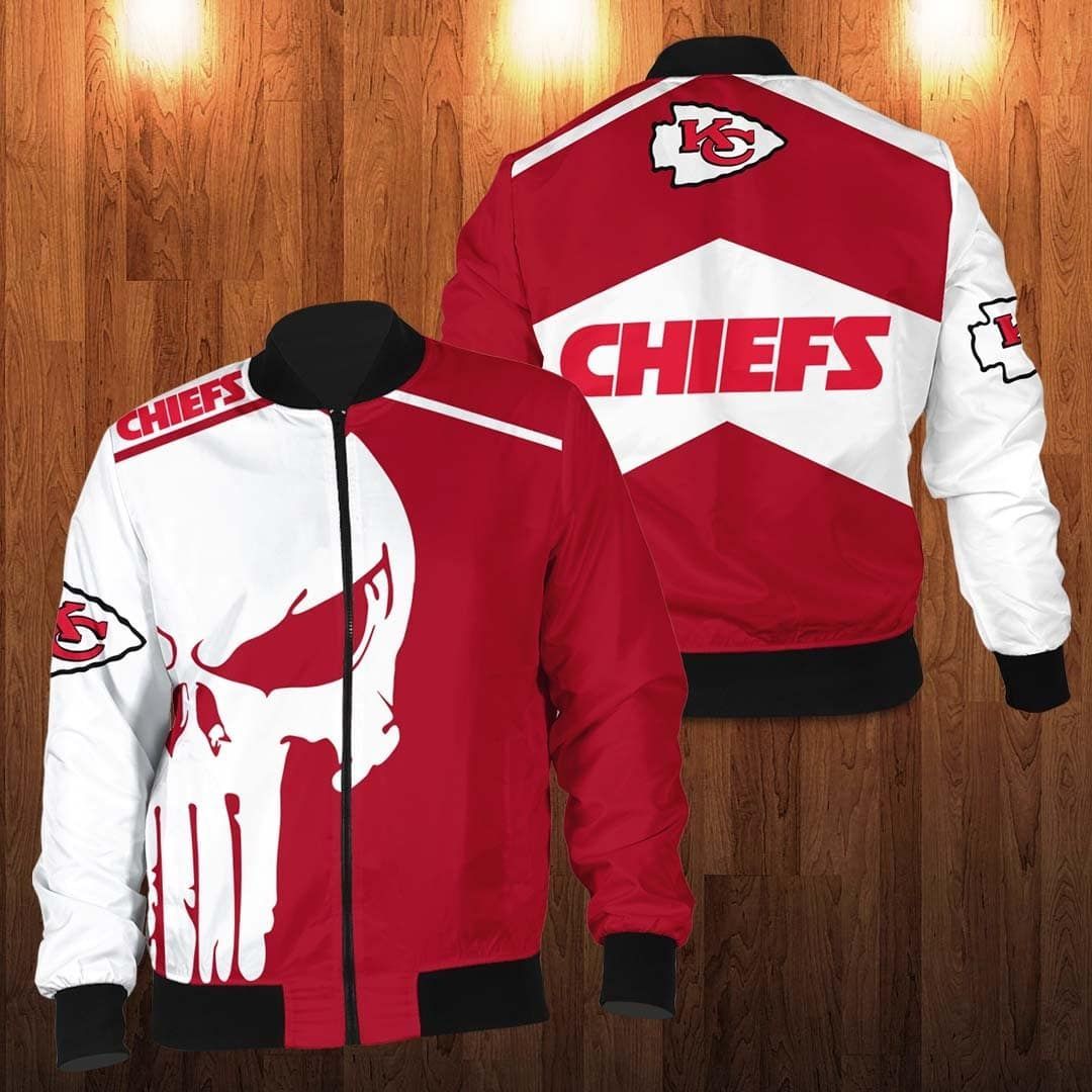 Kansas City Chiefs Punisher Skull Bomber Jacket Kansas City Chiefs Punisher Skull Bomber Jacket
