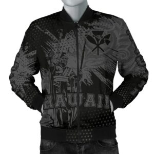 King Kamehameha Hawaii Men's Bomber Jacket - Gray - Vincent Style - AH J91 Bomber Jacket
