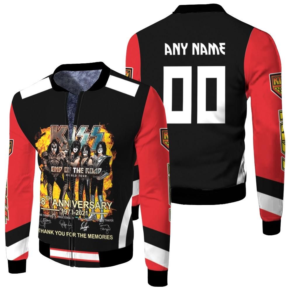 Kiss End Of The Road 48th Anniversary Thank You For The Memories 3D Designed Allover Gift With Custom Name Number For Kiss Fans Bomber Jacket Kiss End Of The Road 48th Anniversary Thank You For The Memories 3D Designed Allover Gift With Custom Name Number For Kiss Fans Bomber Jacket