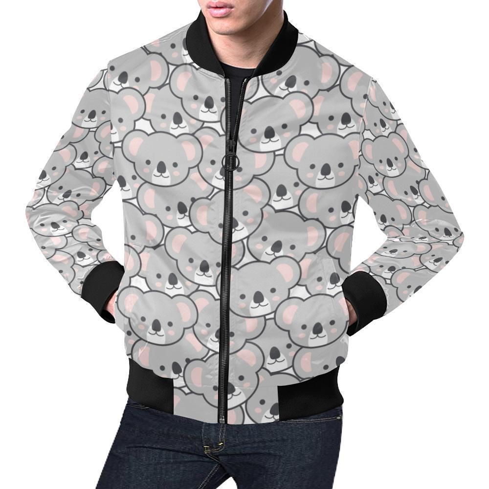 Koala Pattern Print Mens Bomber Jacket Koala Pattern Print Mens Bomber Jacket