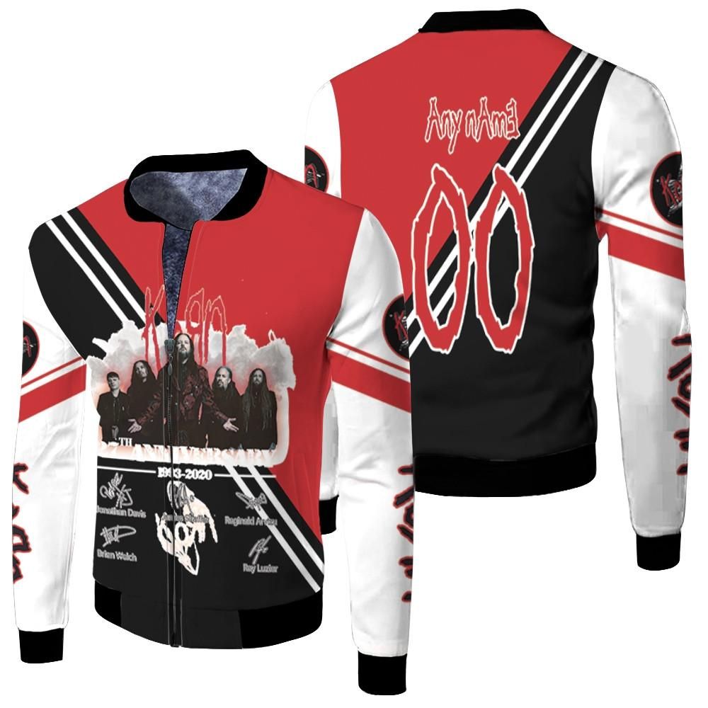 Korn 27th Anniversary 1993 2020 Rock Band Special Signatures 3D Designed Allover Gift With Custom Name Number For Korn Fans.jpg Bomber Jacket Korn 27th Anniversary 1993 2020 Rock Band Special Signatures 3D Designed Allover Gift With Custom Name Number For Korn Fans.jpg Bomber Jacket