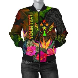 Kosrae Polynesian Personalised Women's Bomber Jacket -  Hibiscus and Banana Leaves - BN15 Bomber Jacket