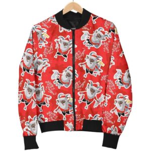 Krampus Christmas Print Pattern Women Casual Bomber Jacket