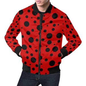 Ladybug Pattern Print Mens Bomber Jacket