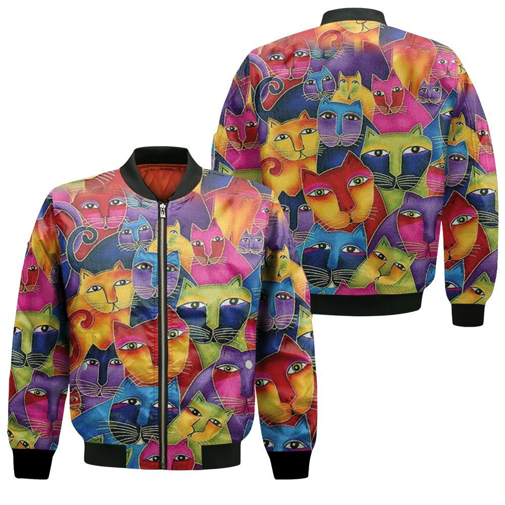 Laurel Burch Cat Painting 3D Bomber Jacket Laurel Burch Cat Painting 3D Bomber Jacket