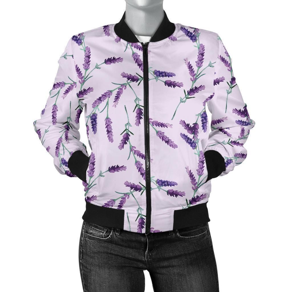 Lavender-Floral-Pattern-Print-Women-Casual-Bomber-Jacket-1