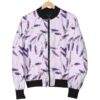 Lavender Floral Pattern Print Women Casual Bomber Jacket