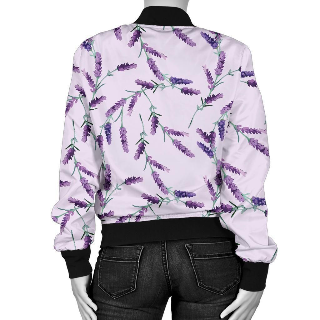 Lavender-Floral-Pattern-Print-Women-Casual-Bomber-Jacket-2