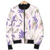 Lavender Floral Print Pattern Women Casual Bomber Jacket