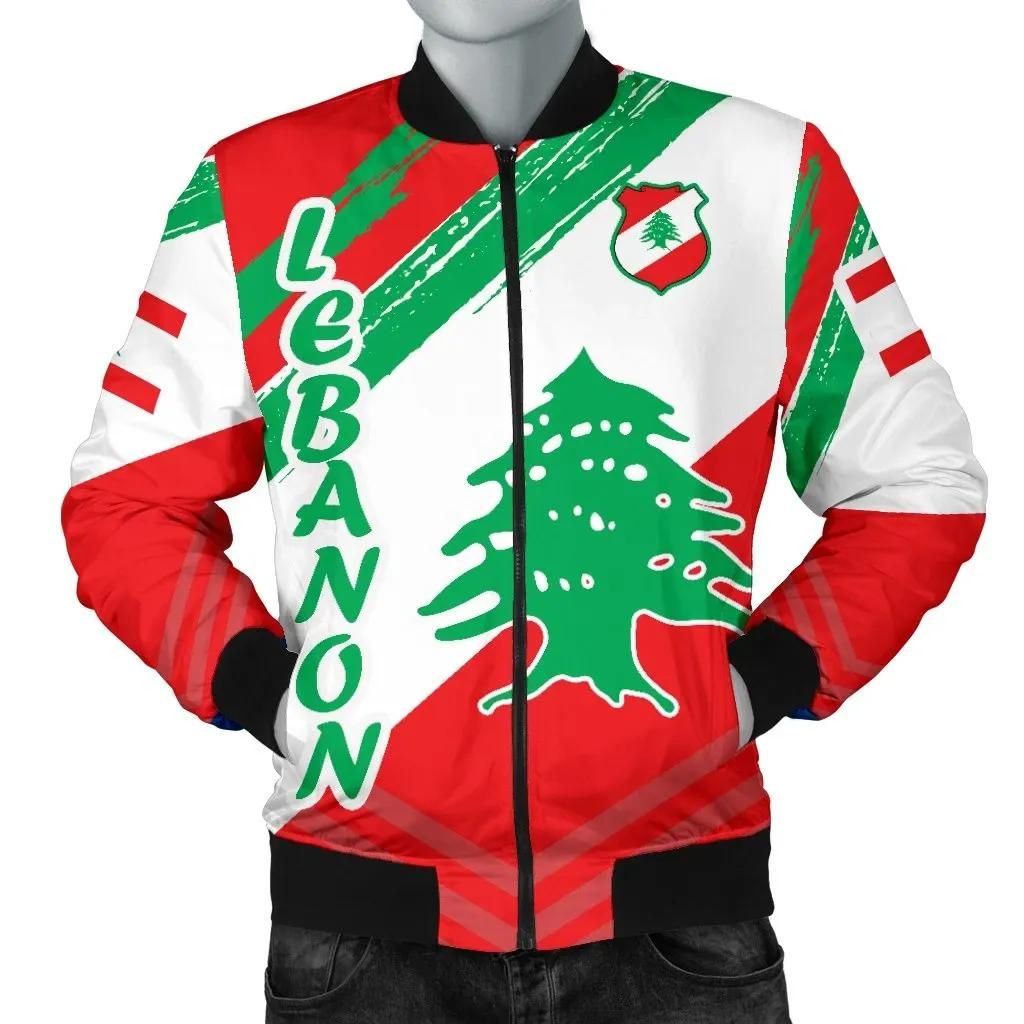 Lebanon Men's Bomber Jacket - Lebanon Flag Polygon Style - BN1524 Bomber Jacket Lebanon Men's Bomber Jacket - Lebanon Flag Polygon Style - BN1524 Bomber Jacket