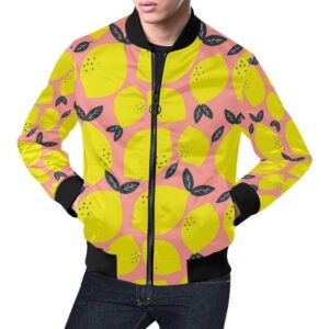 Lemon Print Pattern Mens Bomber Jacket