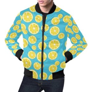 Lemon Slice Pattern Print Mens Bomber Jacket