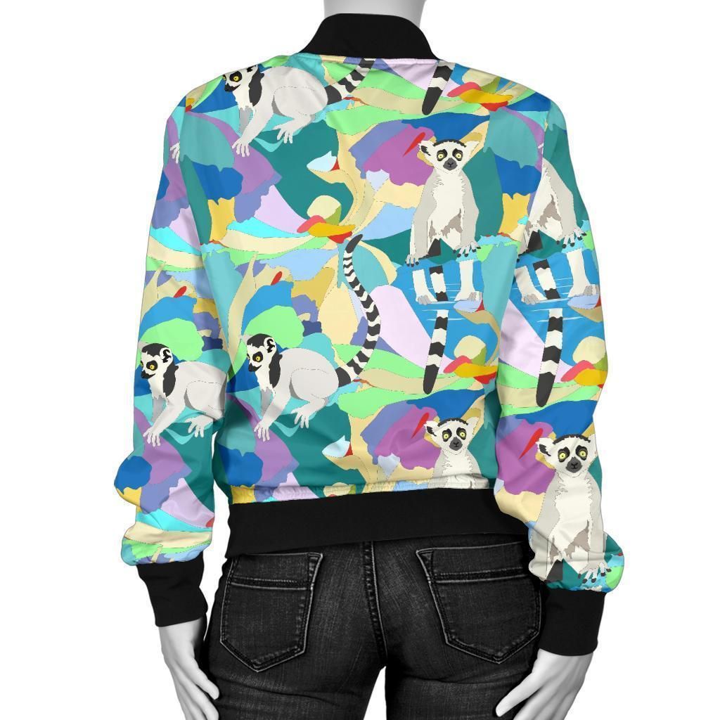Lemur-Colorful-Pattern-Print-Women-Casual-Bomber-Jacket-2