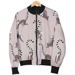 Lemur Pattern Print Women Casual Bomber Jacket